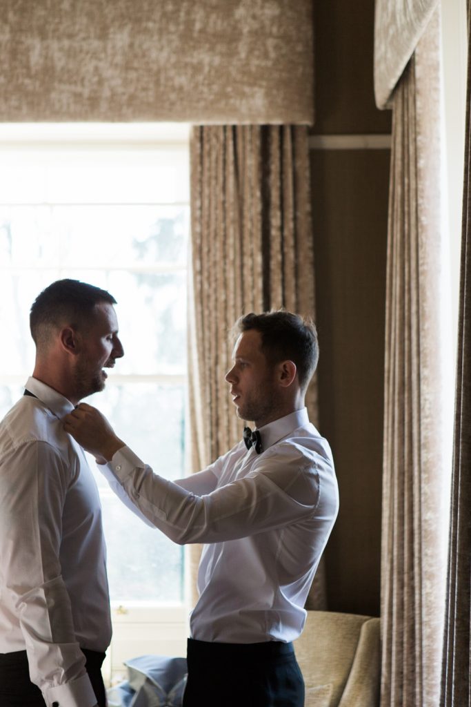 Black tie wedding at Carlowrie Castle.