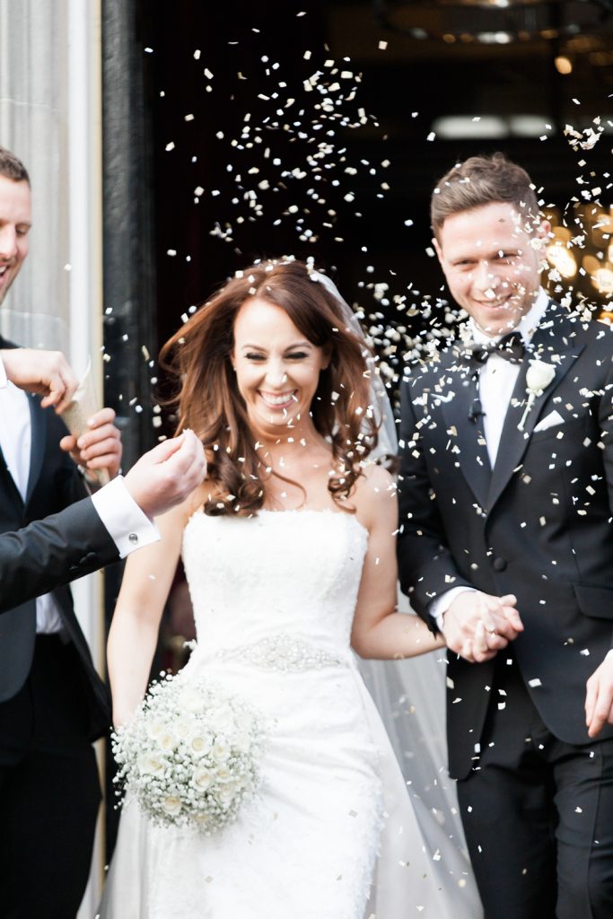 Confetti shot at Carlowrie Castle Wedding by Cheshire Wedding Photographer Jade Osborne.