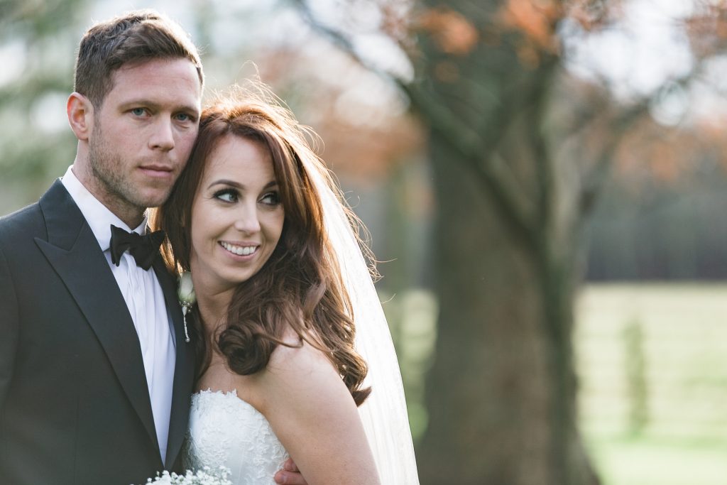Bride and groom portraits at Carlowrie Castle in Edinburgh, Scotland