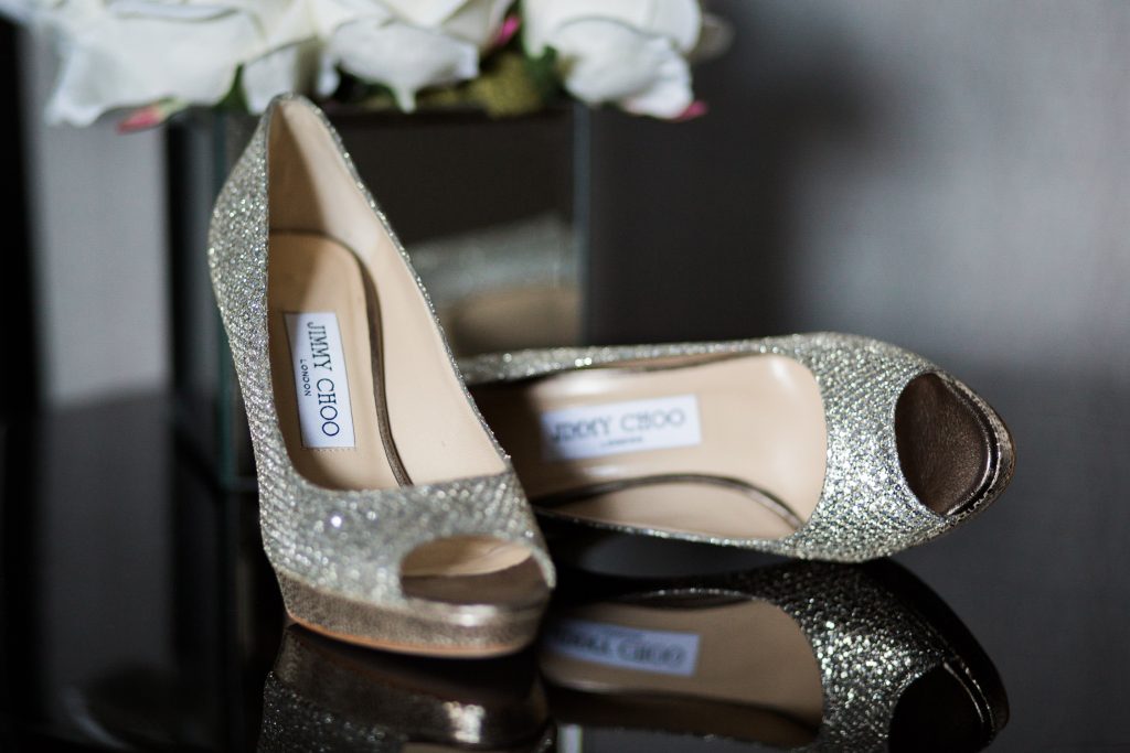 Jimmy Choo wedding shoes by Cheshire Wedding Photographer at Carlowrie Castle Wedding - photo
