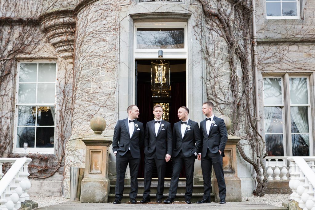 Black Tie wedding at Carlowrie Castle in Edinburgh, Scotland