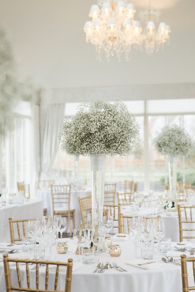 Wedding Breakfast set up at Carlowrie Castle in Edinburgh, Scotland