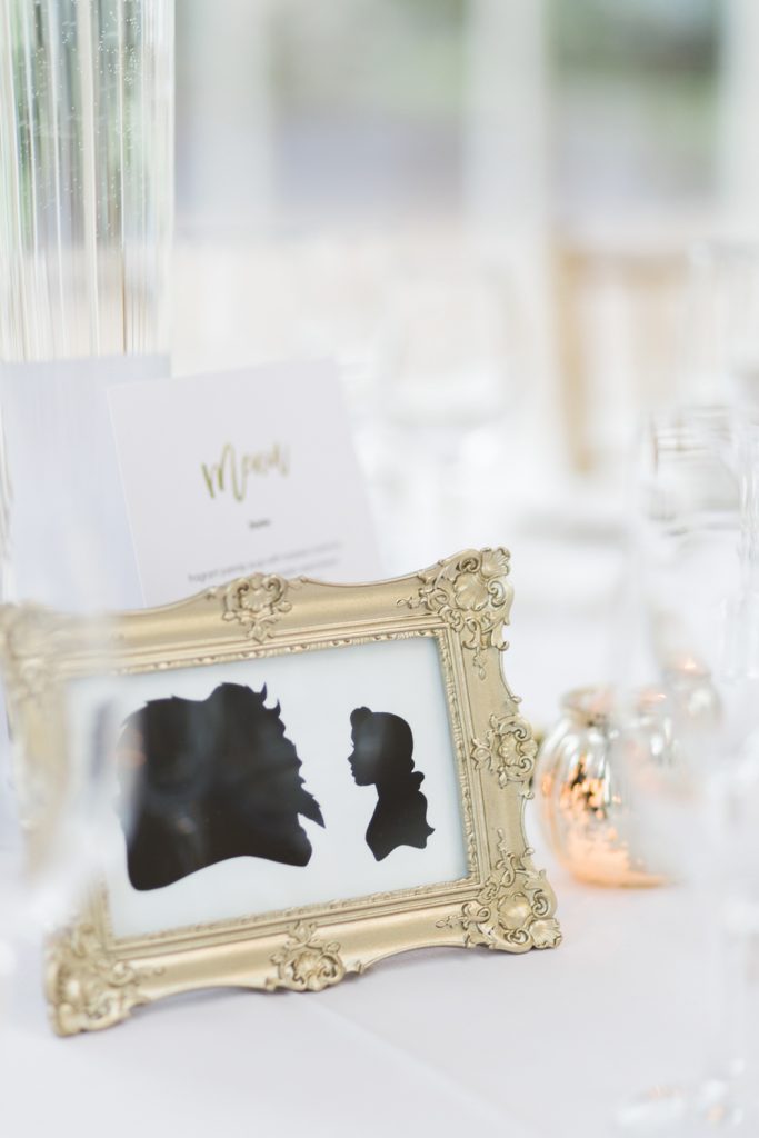 Wedding table set up at Carlowrie Castle in Edinburgh, Scotland