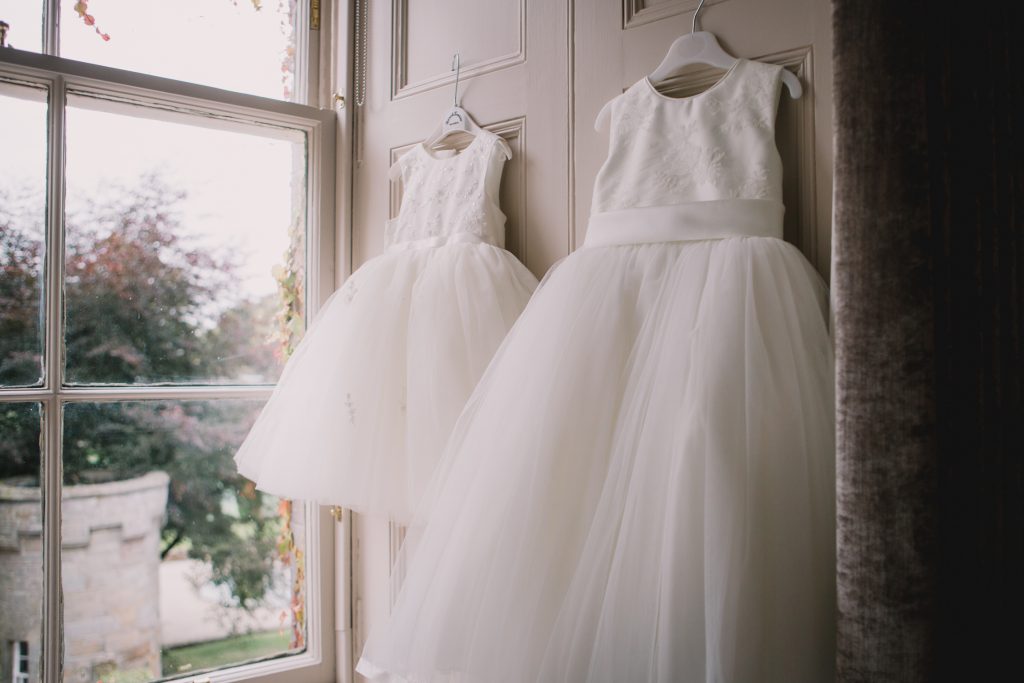 Bridesmaids dresses at Carlowrie Castle wedding photo