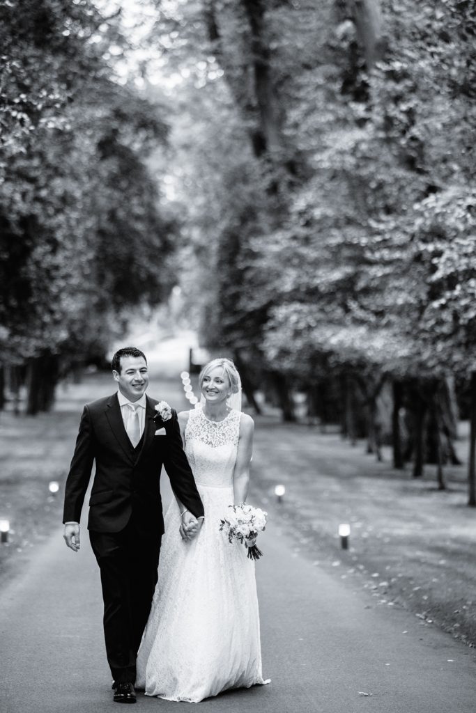 Carlowrie Castle Wedding in the autumn with an elegant bride wearing Caroline Castigliano and groom wears Hugo Boss