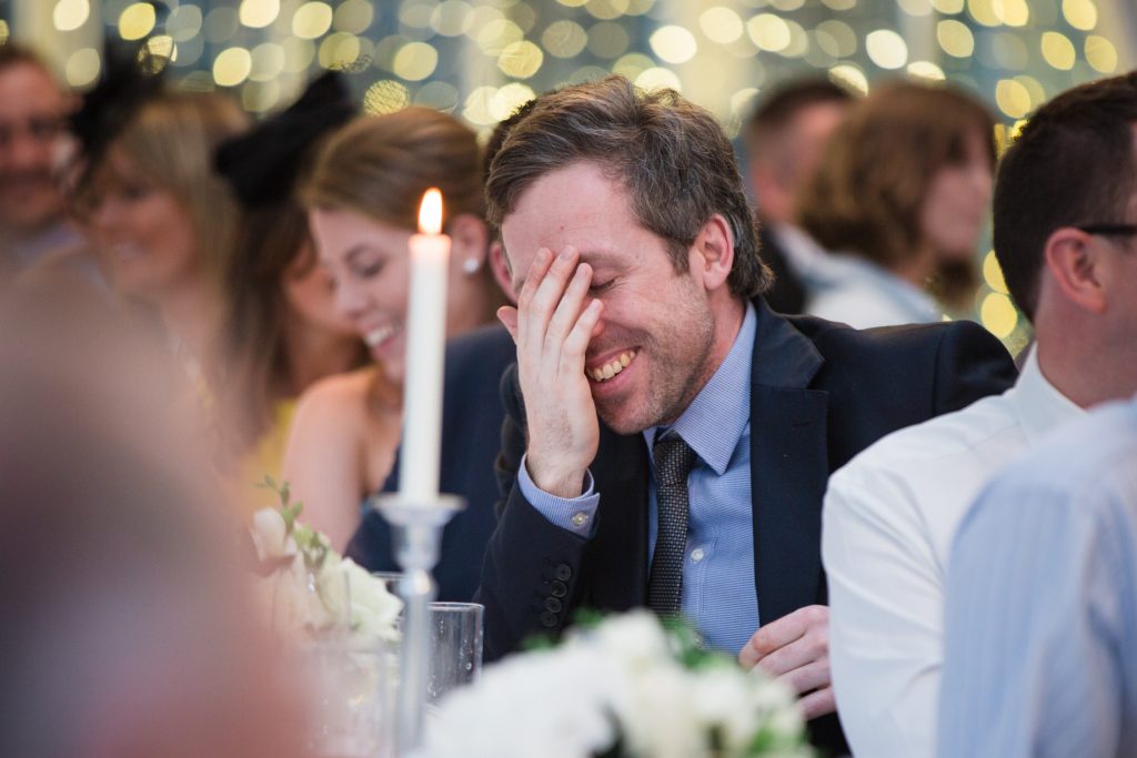Candid photography for wedding speeches at a Scottish Castle Wedding