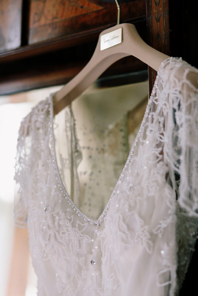Details of Jenny Packham wedding dress at Dorfold Hall wedding photo