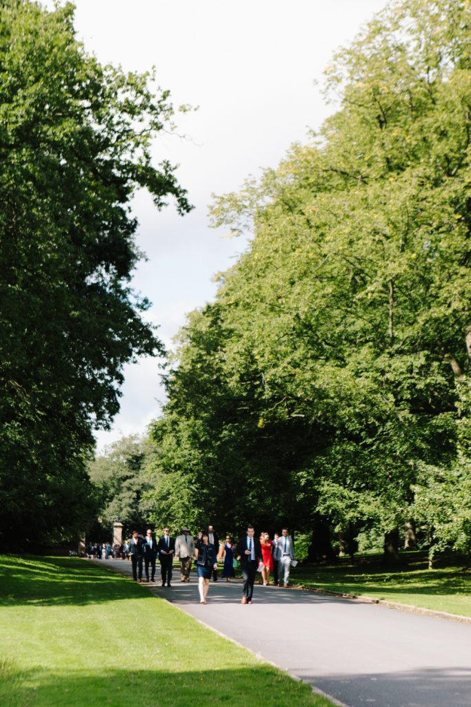 Wedding guests arriving at Dorfold Hall in Nantwich, Cheshire photo