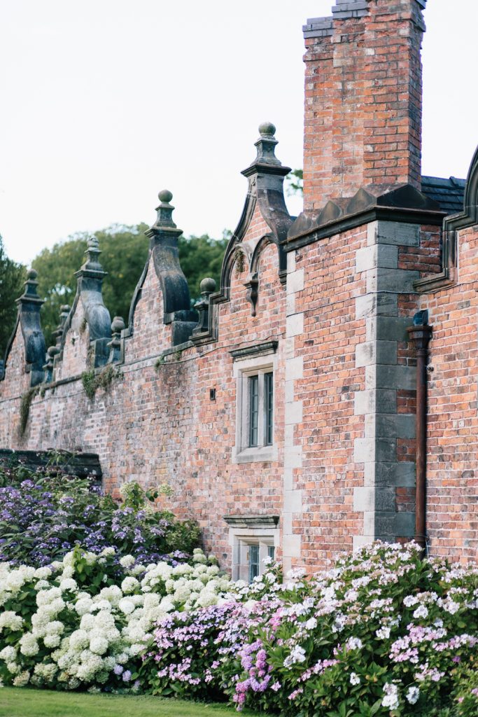 Cheshire country mansion wedding featuring beautiful gardens at Dorfold Hall photo