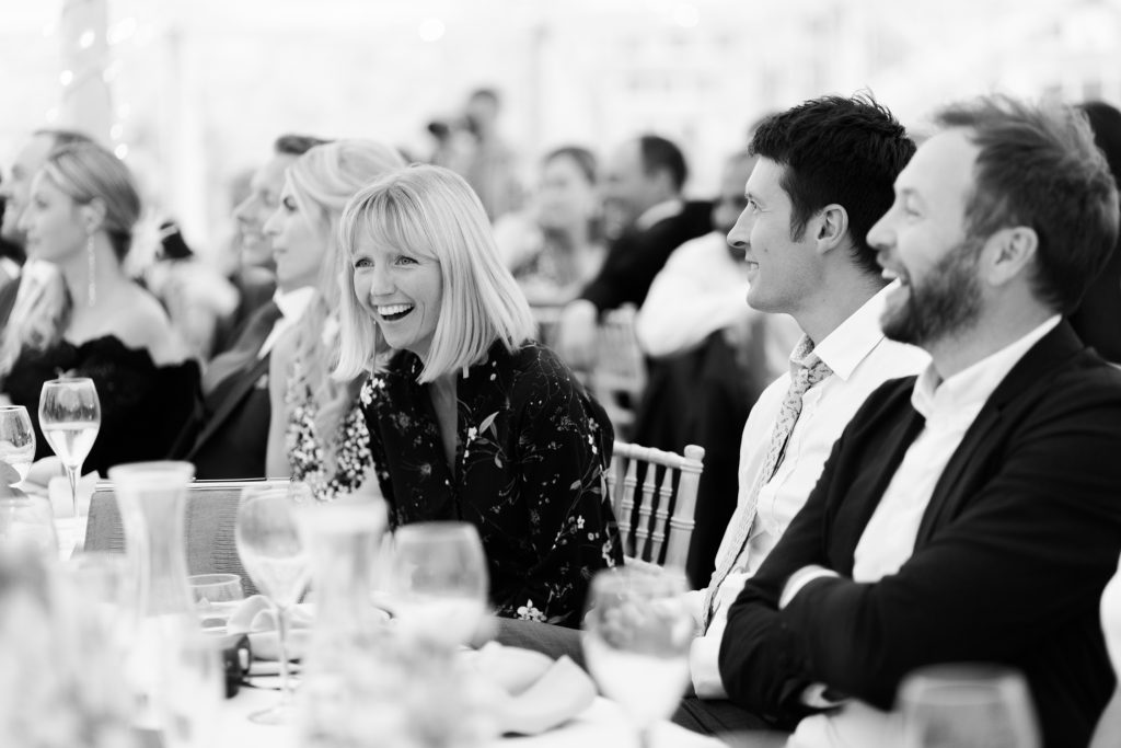 Candid shots of speeches at wedding at Dorfold Hall in Cheshire.