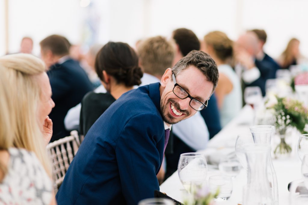 Candid shots of speeches at wedding at Dorfold Hall in Cheshire.