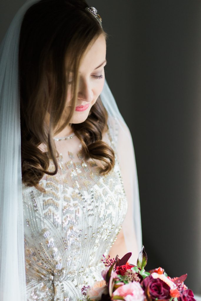 Bridal portrait at barn wedding in the UK by fine art wedding photographer Jade Osborne.