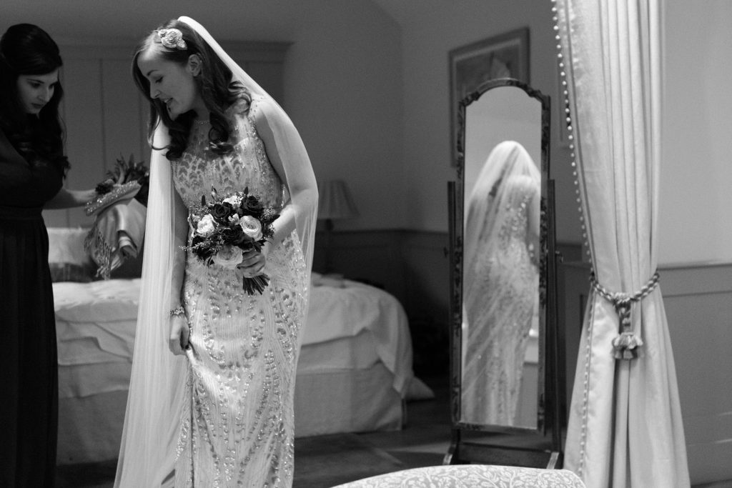Bridal prep at Farbridge Barns wedding by Cheshire based Destination Wedding Photographer