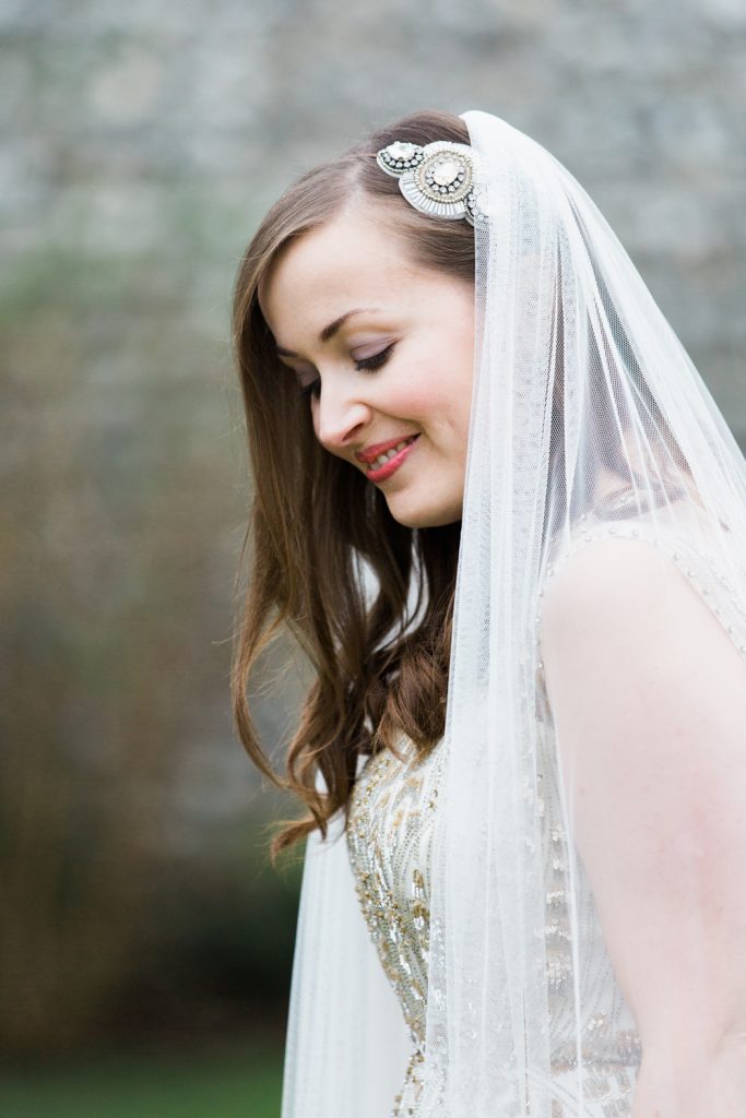 Bridal portrait for a winter wedding by Cheshire wedding photographer Jade Osborne.