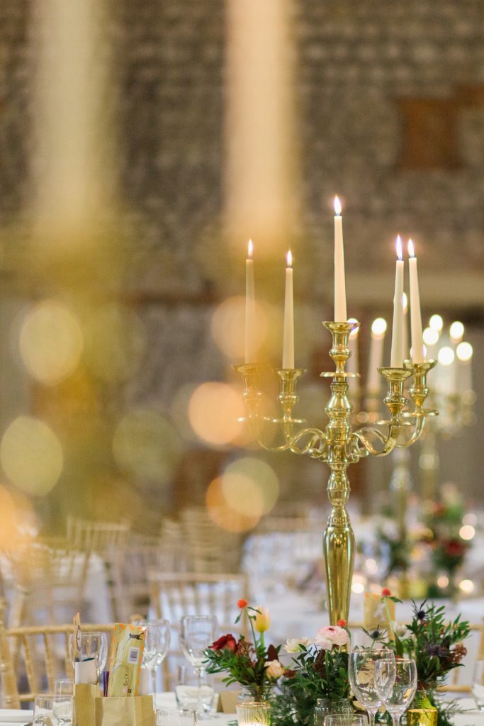 Candelabra for a winter wedding at Farbridge Barns.