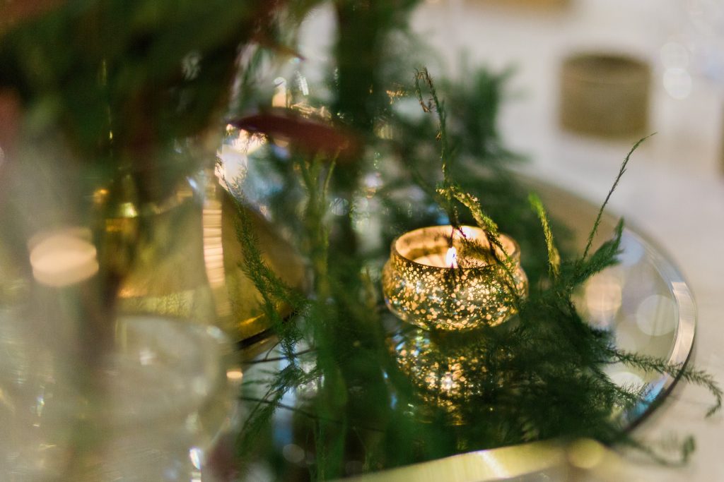 Candlelit tablescape for a winter wedding in the UK photo
