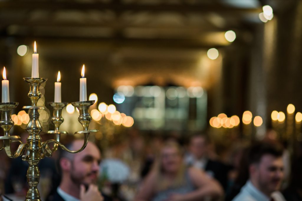 Candelabra for a winter wedding at Farbridge Barns.