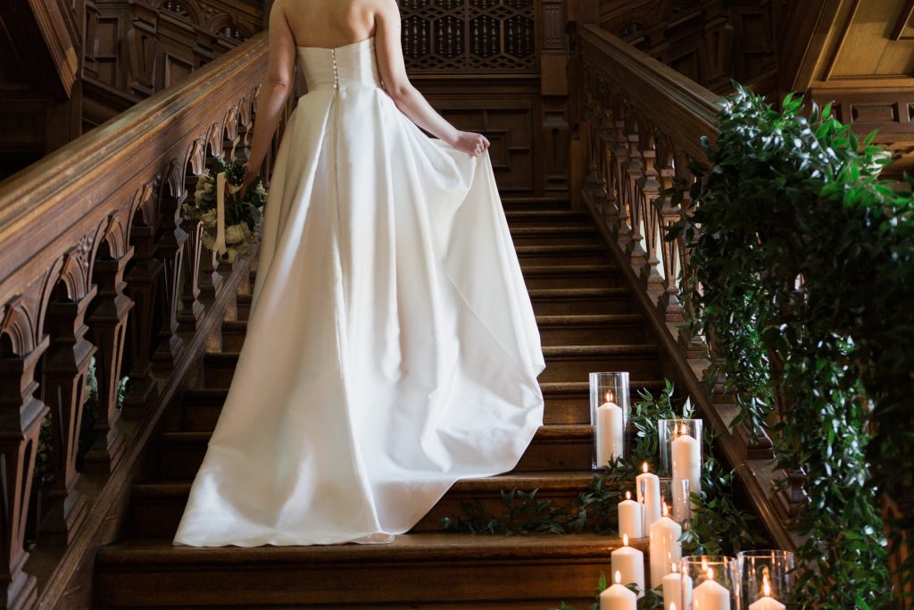Jesus Peiro wedding gown for an elegant bride at Sandon Hall, Staffordshire UK. Captured by UK Fine Art Wedding Photographer Jade Osborne.