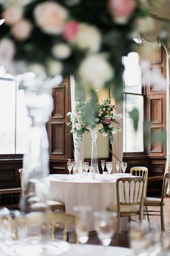 Wedding table settings at Sandon Hall by UK wedding photographer based in Cheshire.
