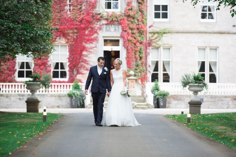 Bride in Caroline Castigliano gown at Carlowrie Castle Wedding Photo