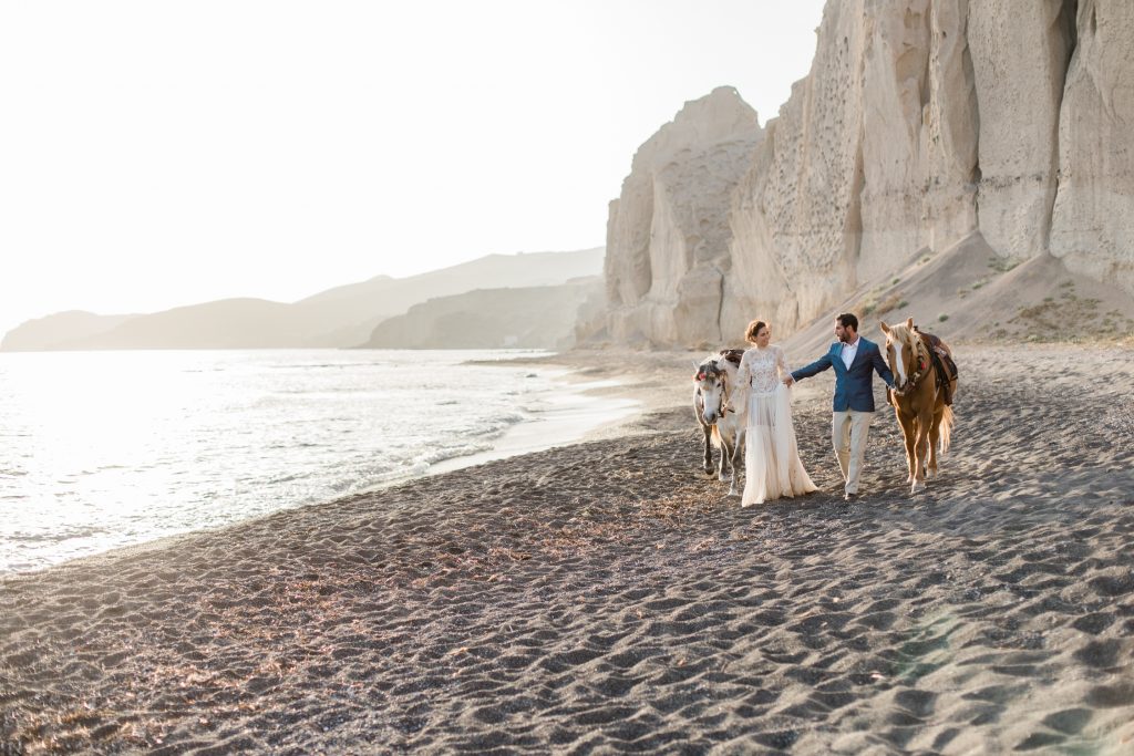 Cheshire UK Fine Art Wedding Photographer featuring destination wedding on a beach in Santorini