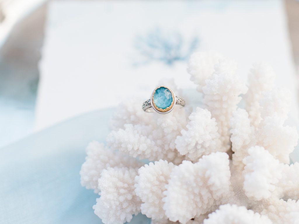 Beautiful aquamarine engagement ring for fine art wedding by UK Fine Art Wedding Photographer photo