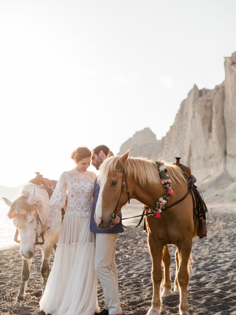 Beach wedding in Santorini by Cheshire UK Wedding Photographer