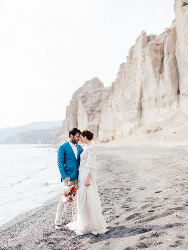 UK Fine art wedding photographer featuring beach wedding in Santorini