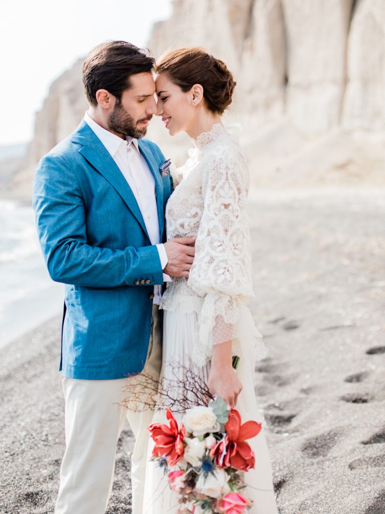 UK Fine art wedding photographer featuring beach wedding in Santorini