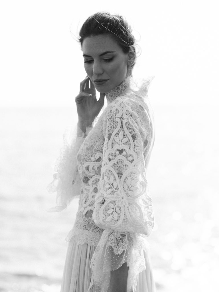 Fine art wedding photographer based in the UK featuring a bridal portrait for a beach wedding