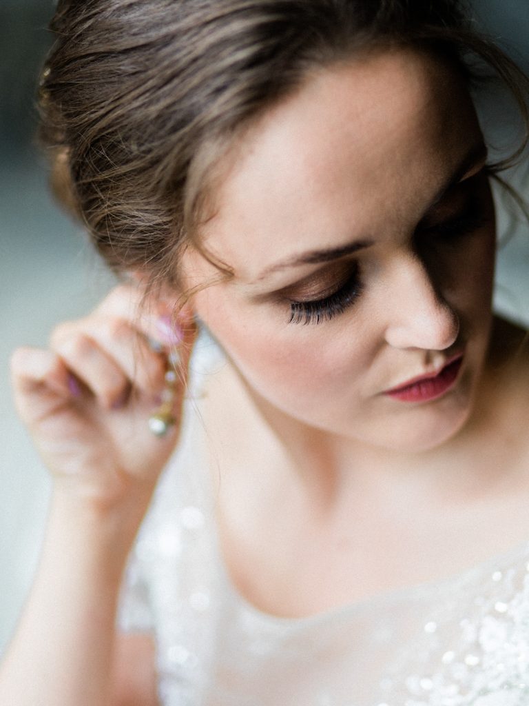 Bridal portrait for a fine art wedding bridal inspiration shoot at Dorfold Hall a country house venue in the UK