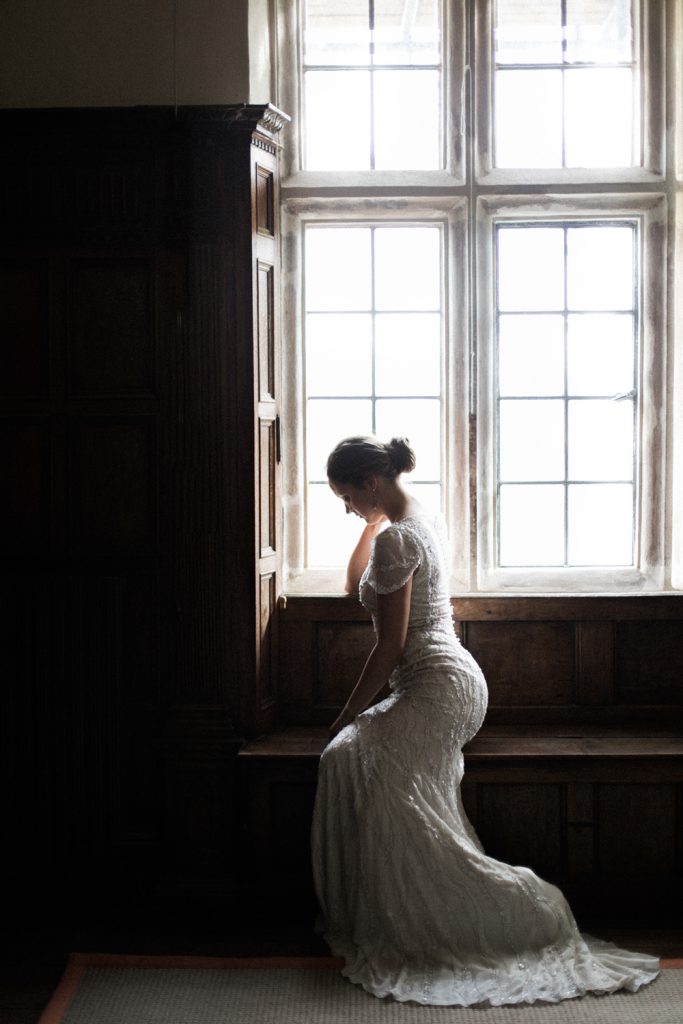 Bridal portrait for an inspiration shoot at country house wedding venue, Dorfold Hall. Bride is wearing Jenny Packham Nashville gown.