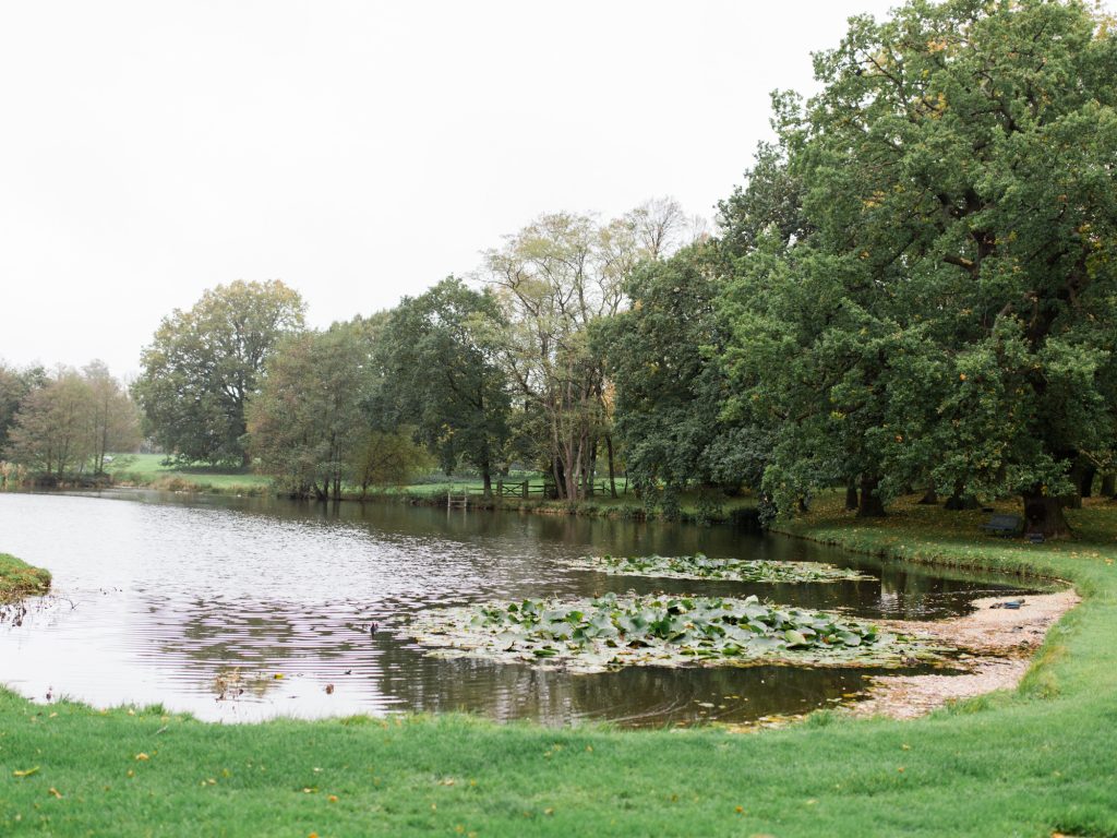 Lake at Autumn wedding at Dorfold Hall, Nantwich Cheshire