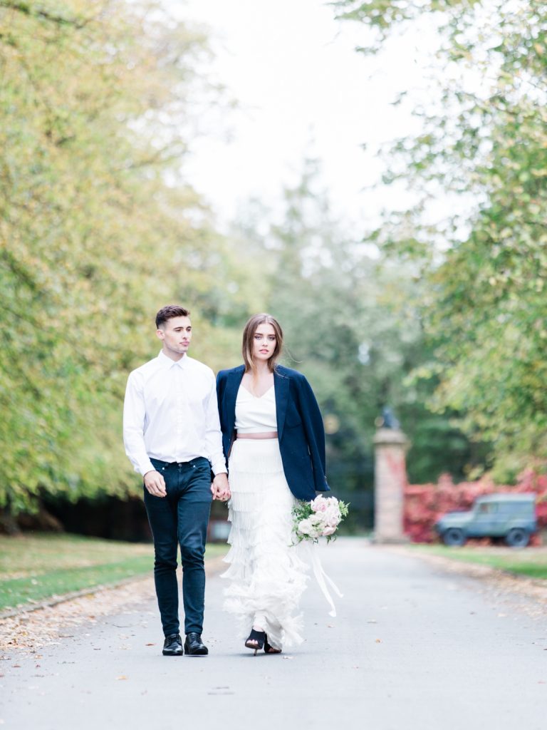Bride and groom at Dorfold Hall wedding shoot.
