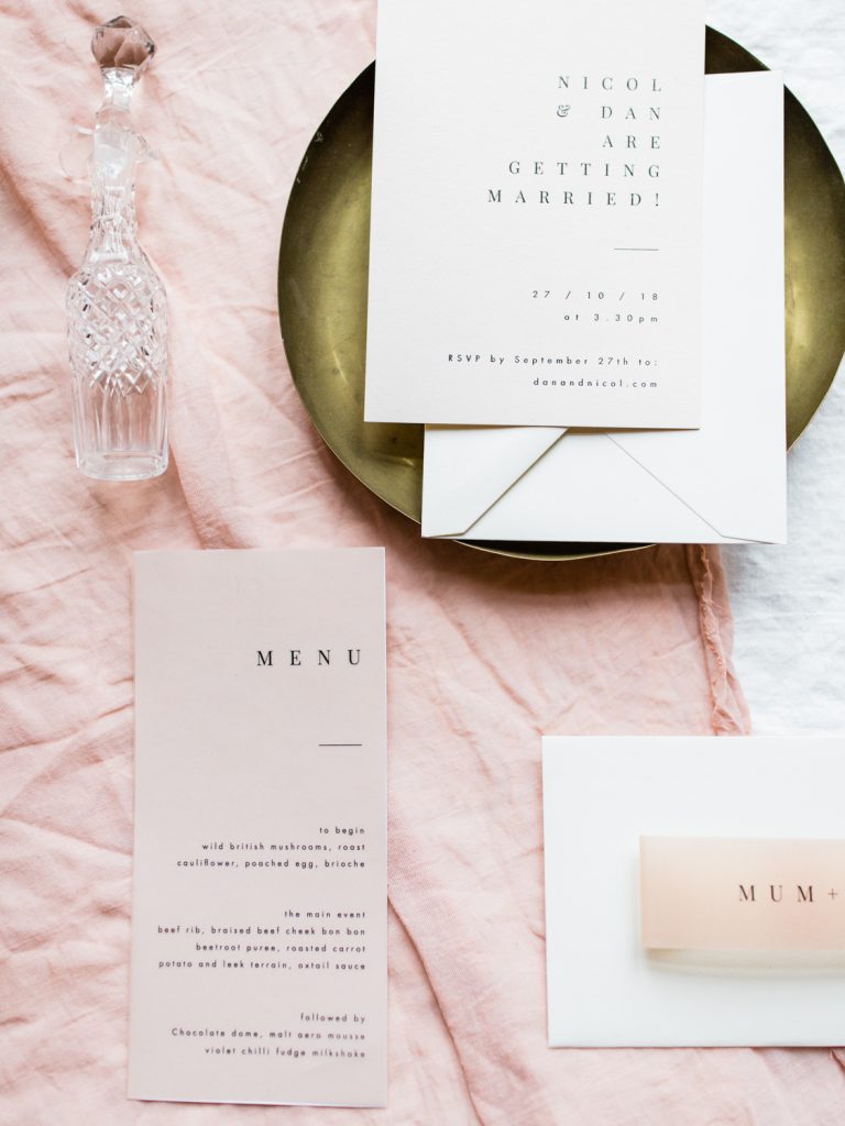 Wedding Stationery by EYi Love Studios . Photographed by Jade Osborne Photography at Dorfold Hall