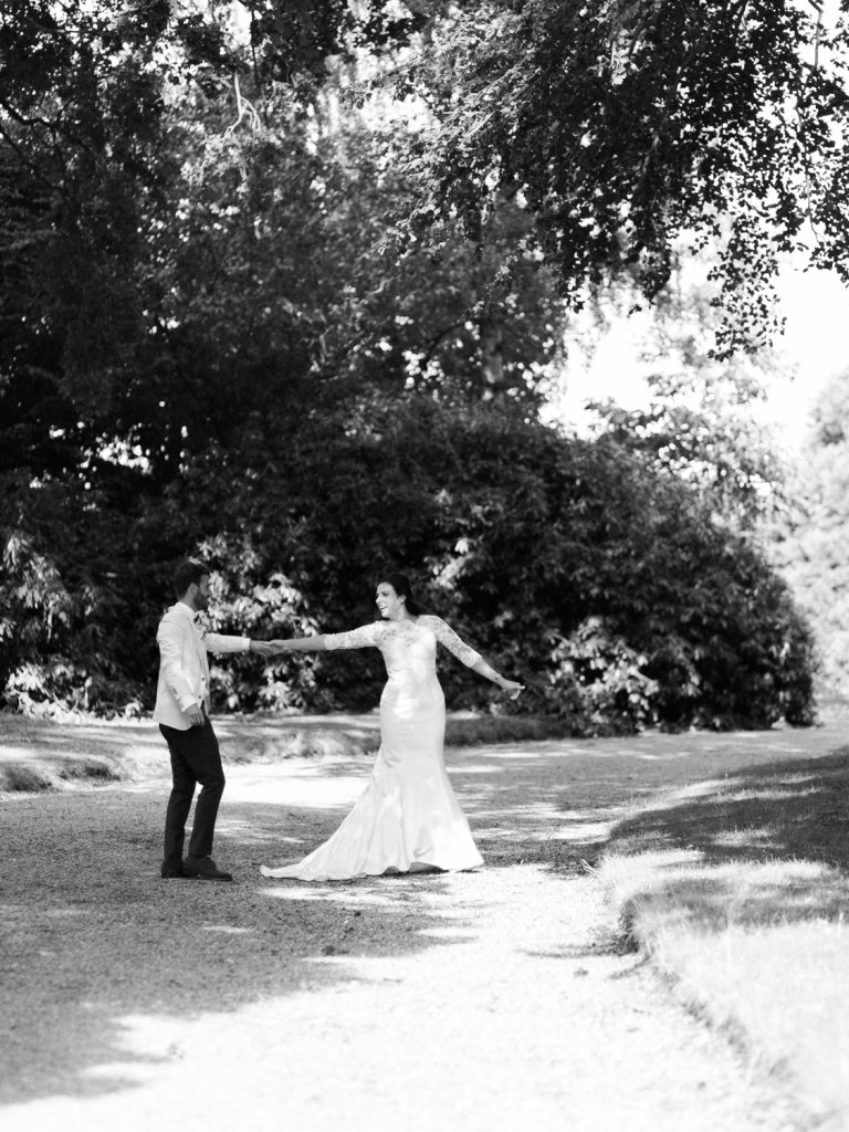 Bride and groom portraits at English Country Mansion Wedding in Shropshire.