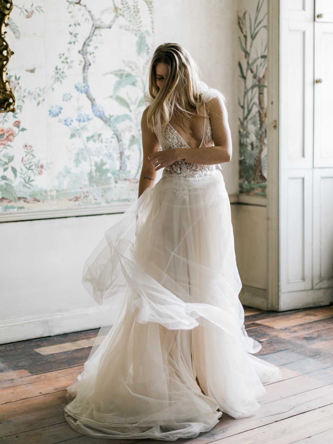 Romantic, elegant wedding photography featuring Inbal Dror wedding dress at St Giles House.
