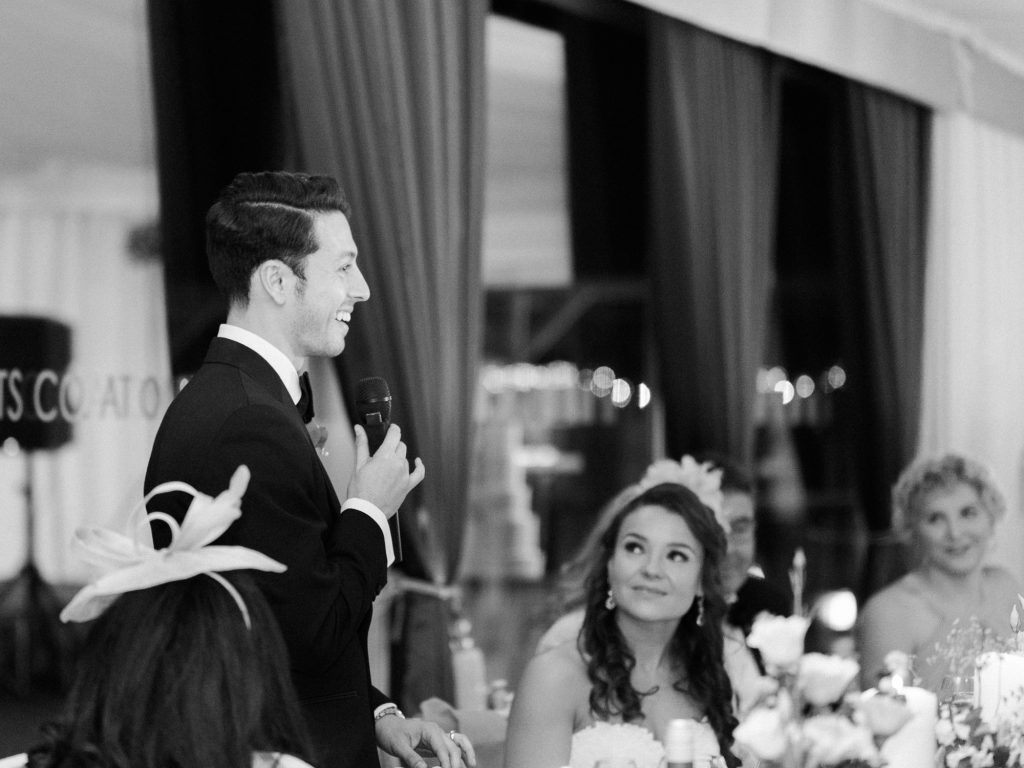 Romantic and elegant wedding photography. Groom's speech at The Old Hall in Chester -photo