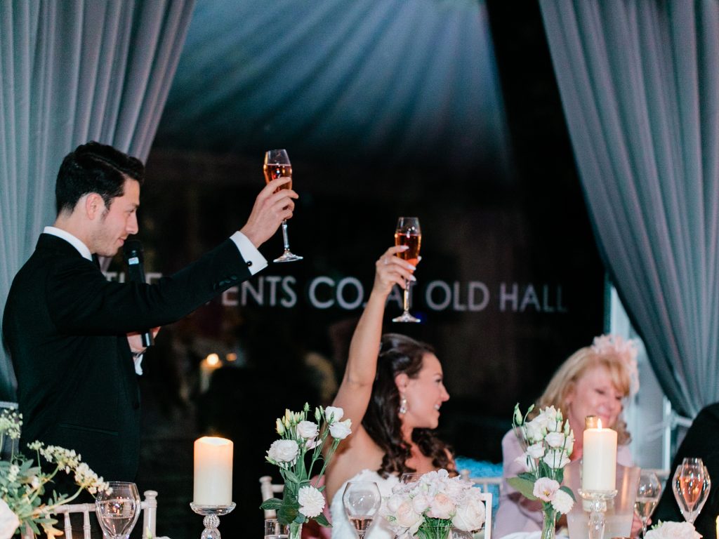 Romantic and elegant wedding photography. Groom's speech at The Old Hall in Chester -photo