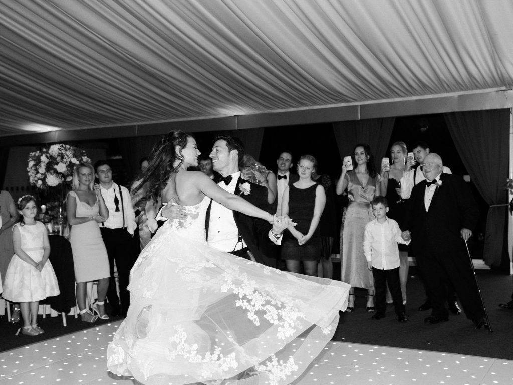 ride and groom first dance by Cheshire wedding photographer