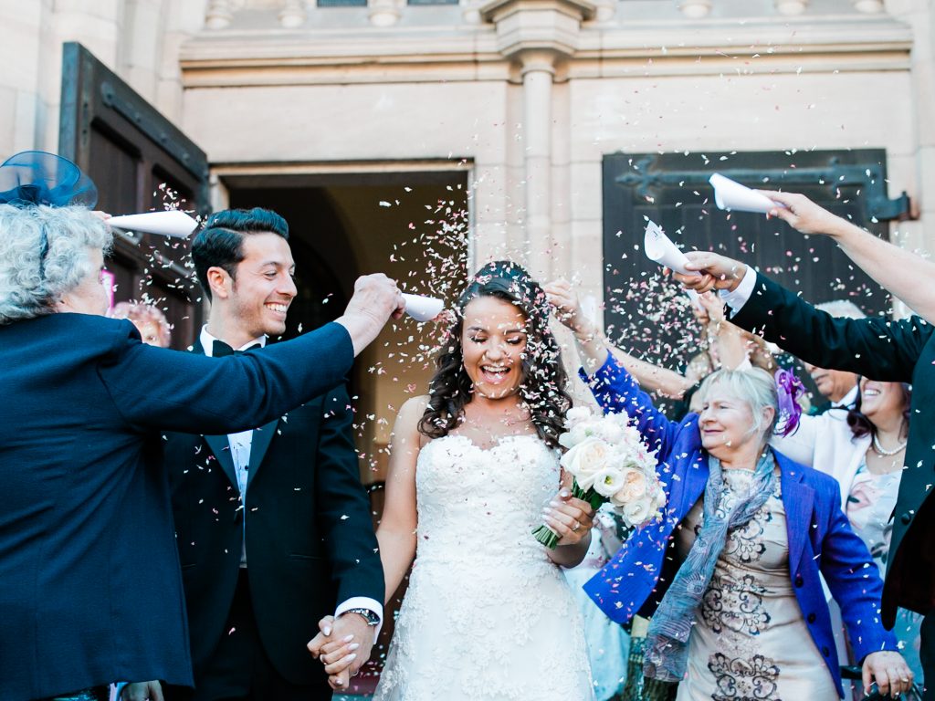 Confetti photograph Wedding at St Werburgh's Church in Chester - photo