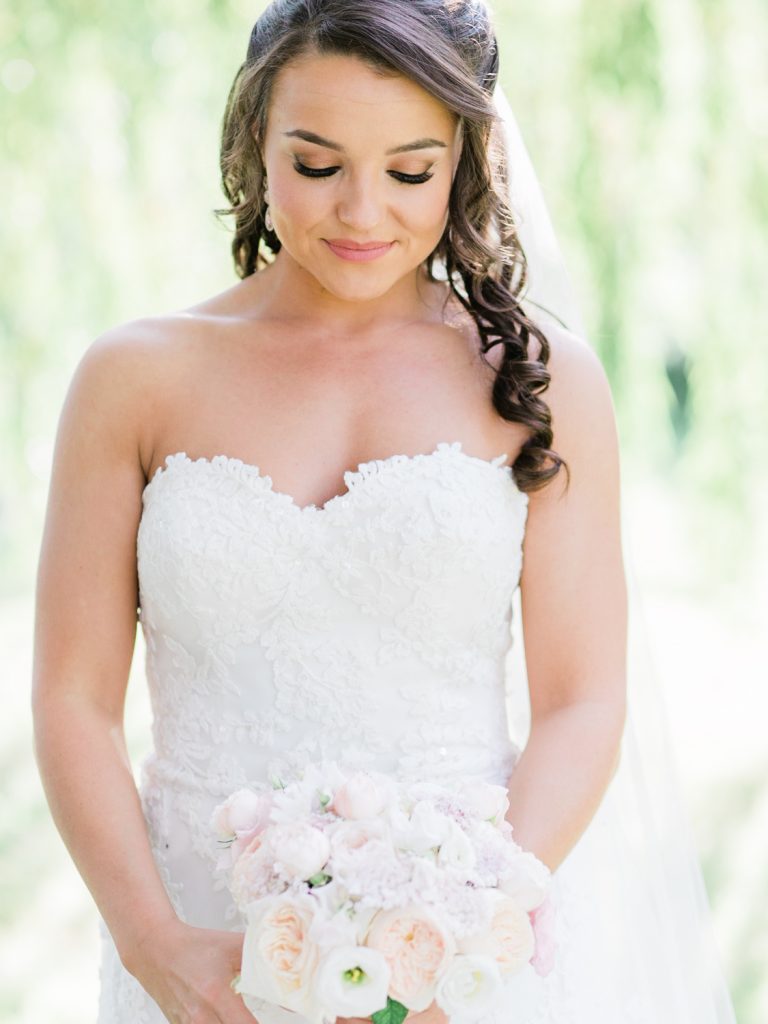 Portrait of the bride in a romantic blush wedding in Chester - photo