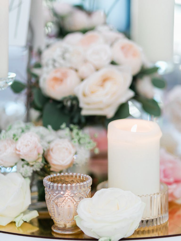 Blush wedding table details in Cheshire - photo
