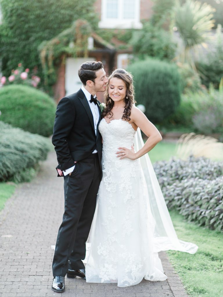 Romantic bride and groom portraits in light and airy style - photo