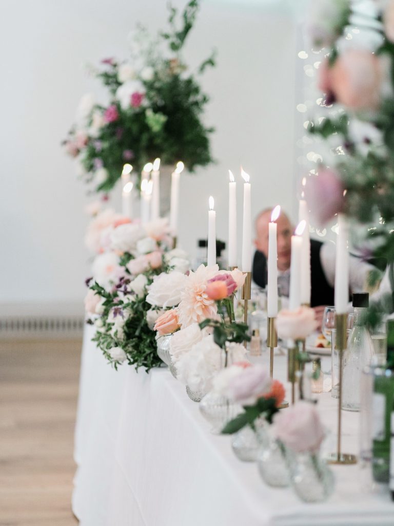Candlelit top table at Iscoyd Park