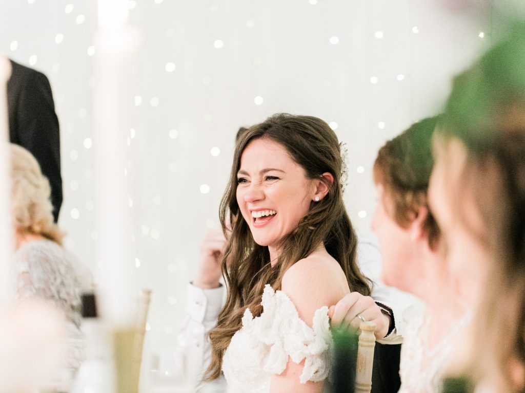 Candid wedding photos during the speeches at Iscoyd Park wedding