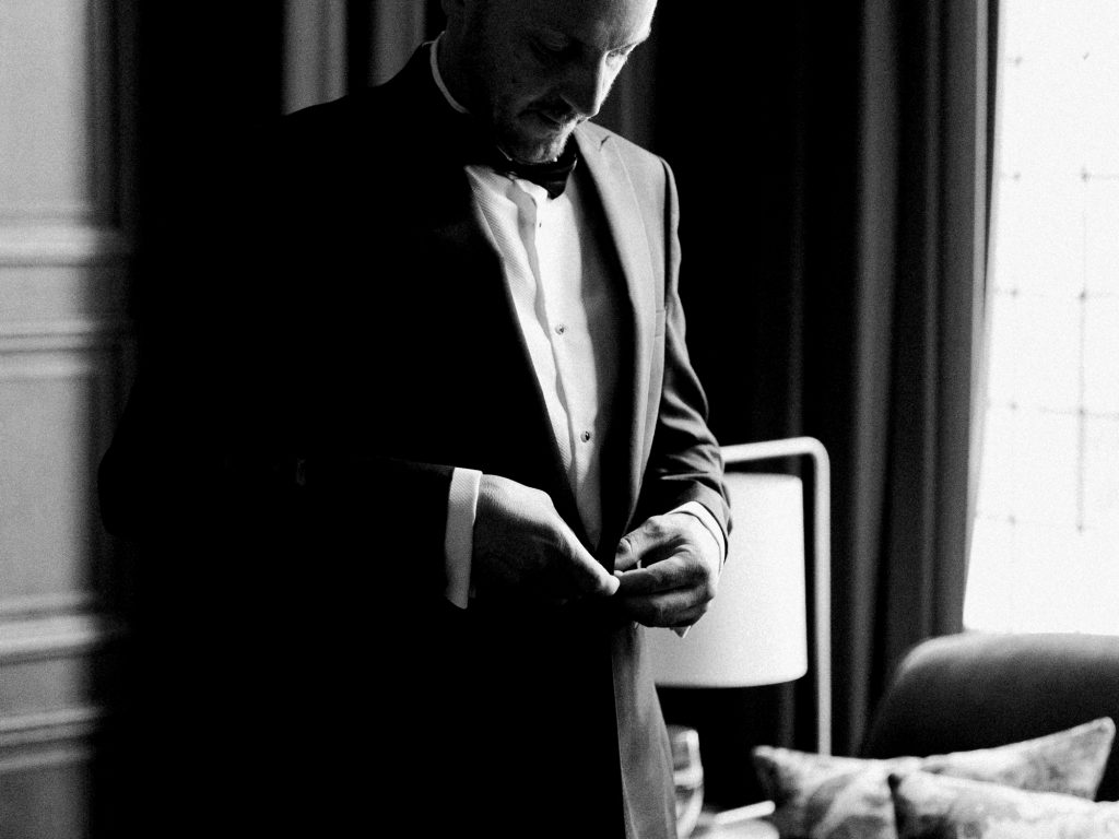 Groom preparations for a Corinthian Club wedding
