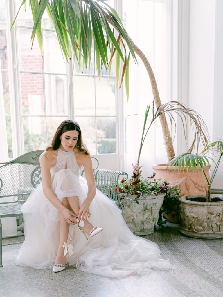 Bridal portrait at Hawkstone Hall, Shropshire.