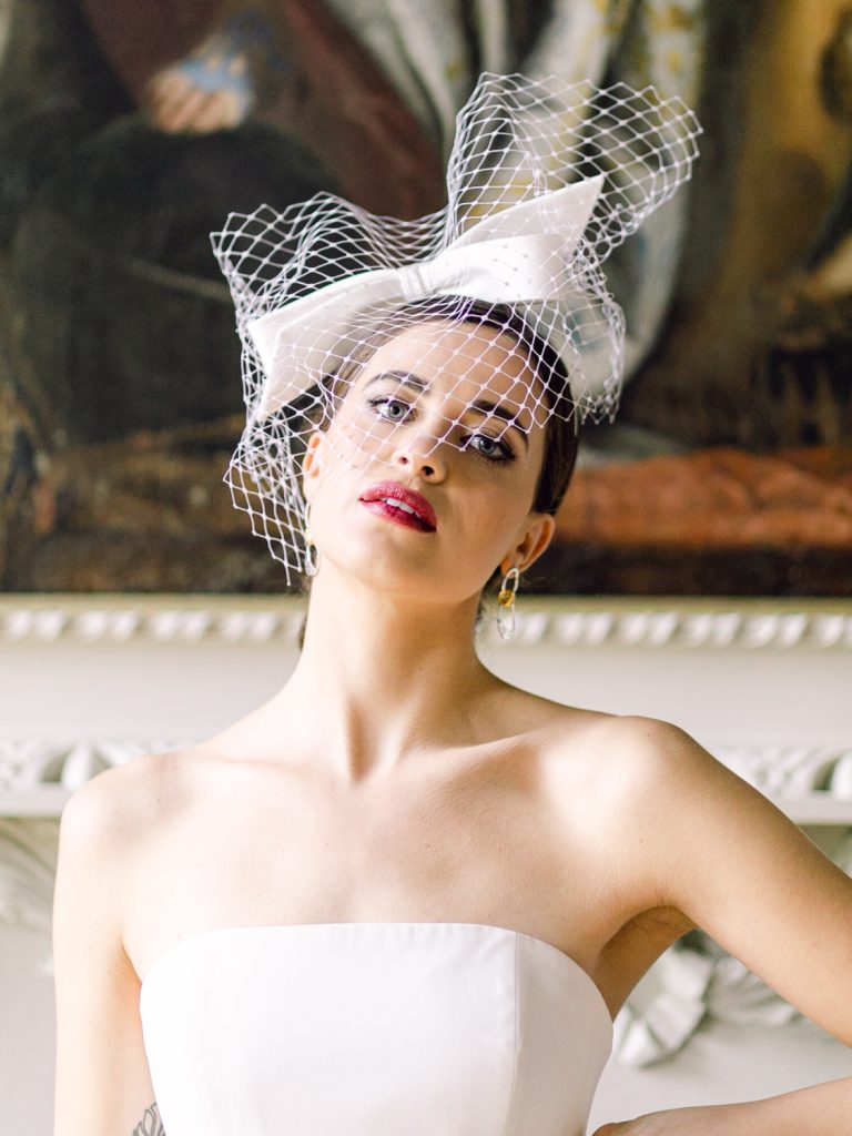 Awon Golding bridal headpiece for bridal portrait.