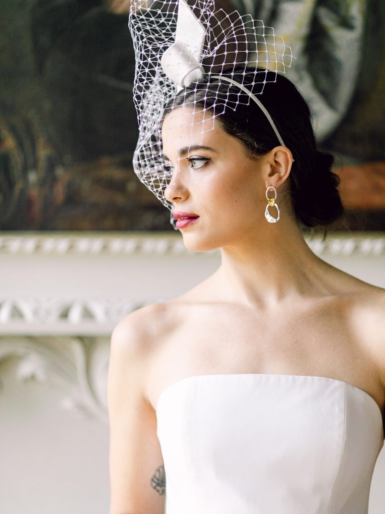 Awon Golding bridal headpiece for bridal portrait.